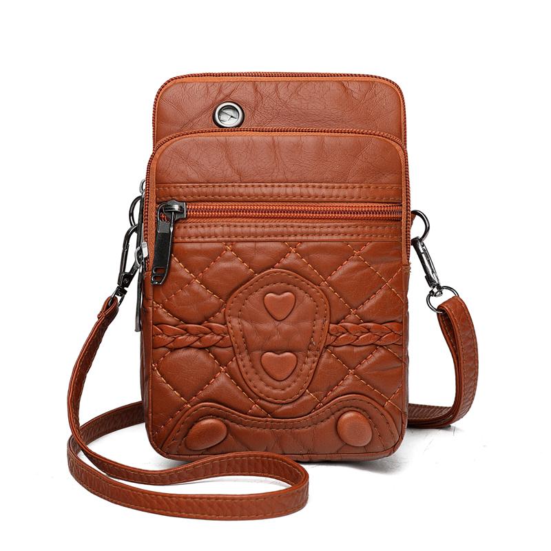 JINBAOSEN BAG 2023 Multi-pocket Ontwerp Dames Schoudertas Knop Ontwerp Mode Vrouwen Mobiele Telefoon Tassen Kwaliteit Leer Dames Crossbody Tas Mini(Max Length<20cm) zwart