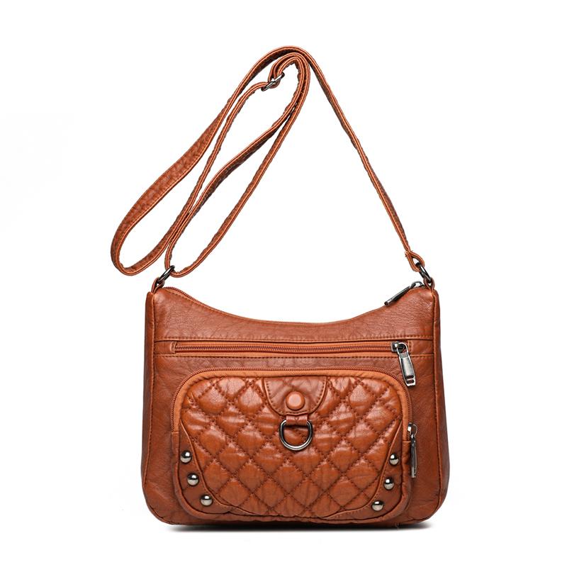 JINBAOSEN BAG 2023 Nieuwe zachte PU lederen vrouwen handtassen effen kleur vrouwelijke schoudertassen lady's cross body casual reistas zwart / bruin 24X20X10cm