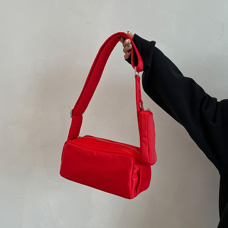 VIA ROMA Vrije tijd toast tas cross body kleine vierkante tas vrouwelijke niche veelzijdige een schouder oksel tas one size rood