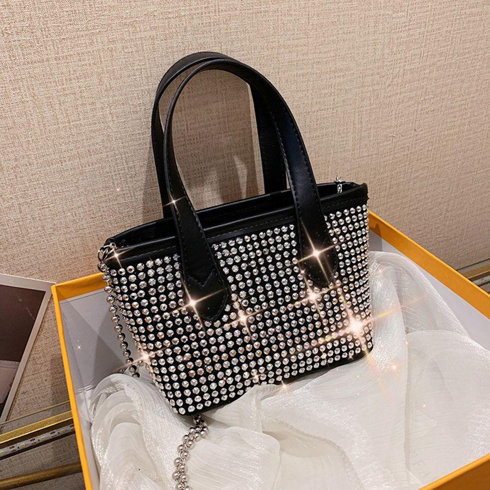 Your favorite bag Vrouwen Luxe Designer Handtas Keten Emmer Tas Schoudertas Messenger Bag 2022 Zomer PU Leer Diamant Ingelegd Crossbody Tassen zwart