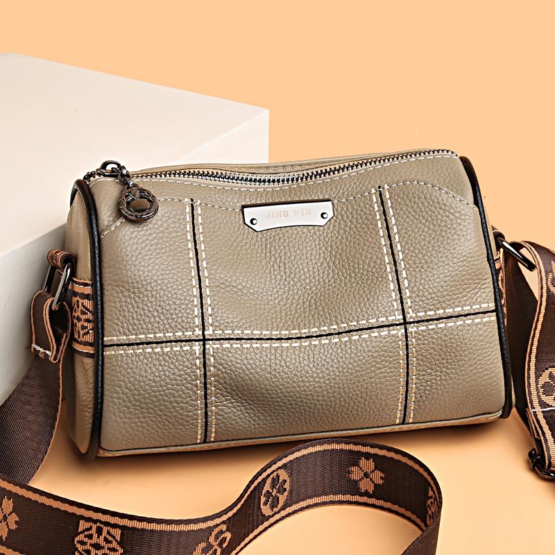 Your favorite bag Vrouwen lederen handtassen luxe designer 3 lagen koe lederen schoudertas crossbody tassen dames grote capaciteit messenger bag zwart