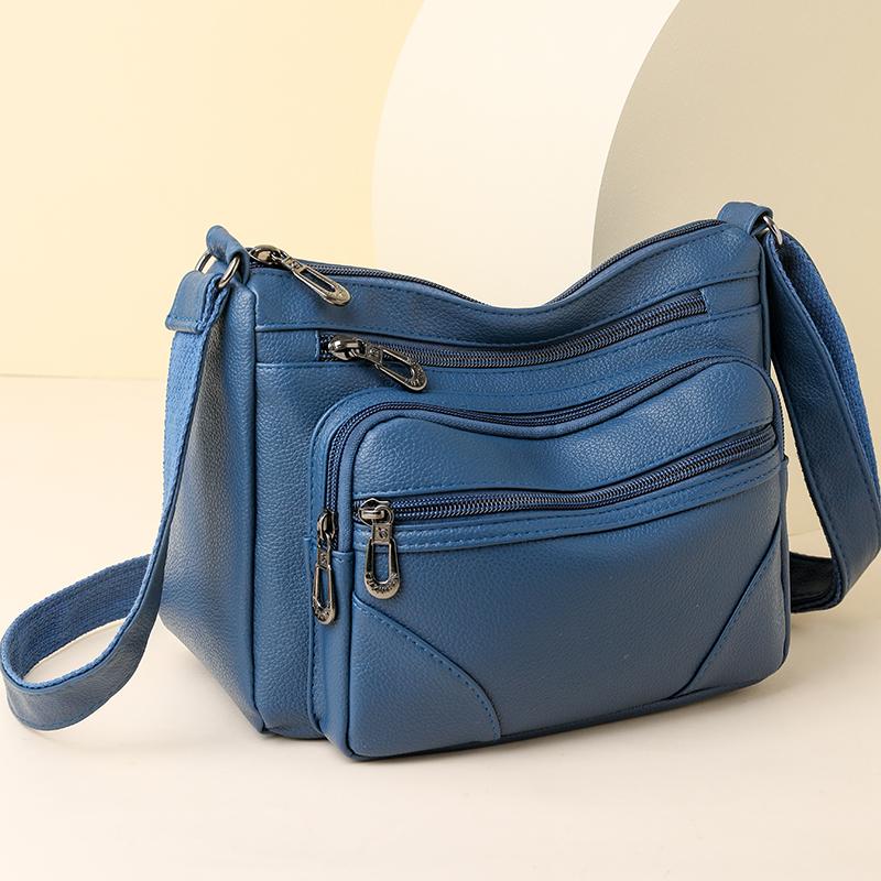 Your favorite bag 2023 Vrouwelijke vierkante schoudertas medium wasbaar lederen multi pocket dames portemonnee crossbody tassen vrouwen blauwe draagbare handtassen zwart