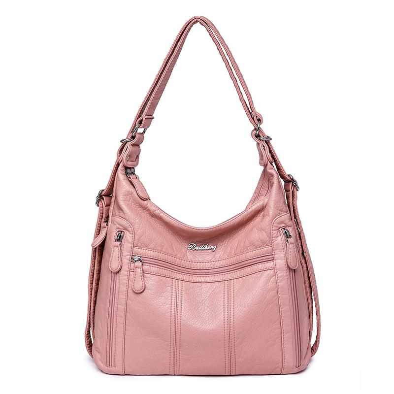 Your favorite bag 2023 Grote Capaciteit Vrouwen Handtas Dames Pu Leren Crossbody Tas Vrouwelijke Multifunctionele Tote Schoudertassen Roze Sac A Main Femme grijs