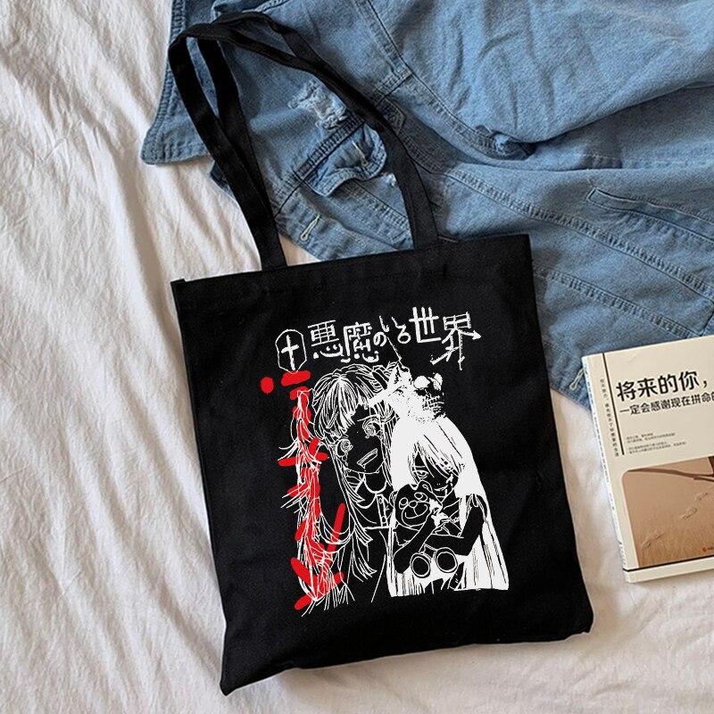 Iaidegou-4 Japanse anime vrouwen schoudertas Harajuku nieuwe punk canvas tas gothic casual dark grote capaciteit Vintage cartoon y2k shopper Bag 24*26cm