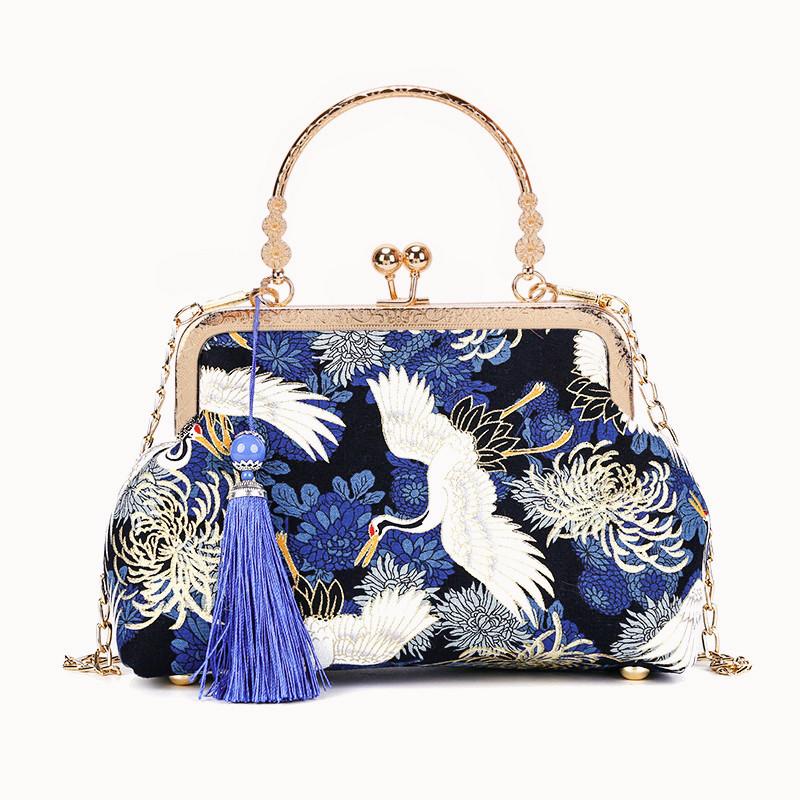 RUWB BAGS Mode Vintage Fringe Bag Kleine Shell Tassen Ketting Vrouwen Schouder Crossbody Tas Kraan Vliegende Vrouwen Handtassen Portemonnees blauw