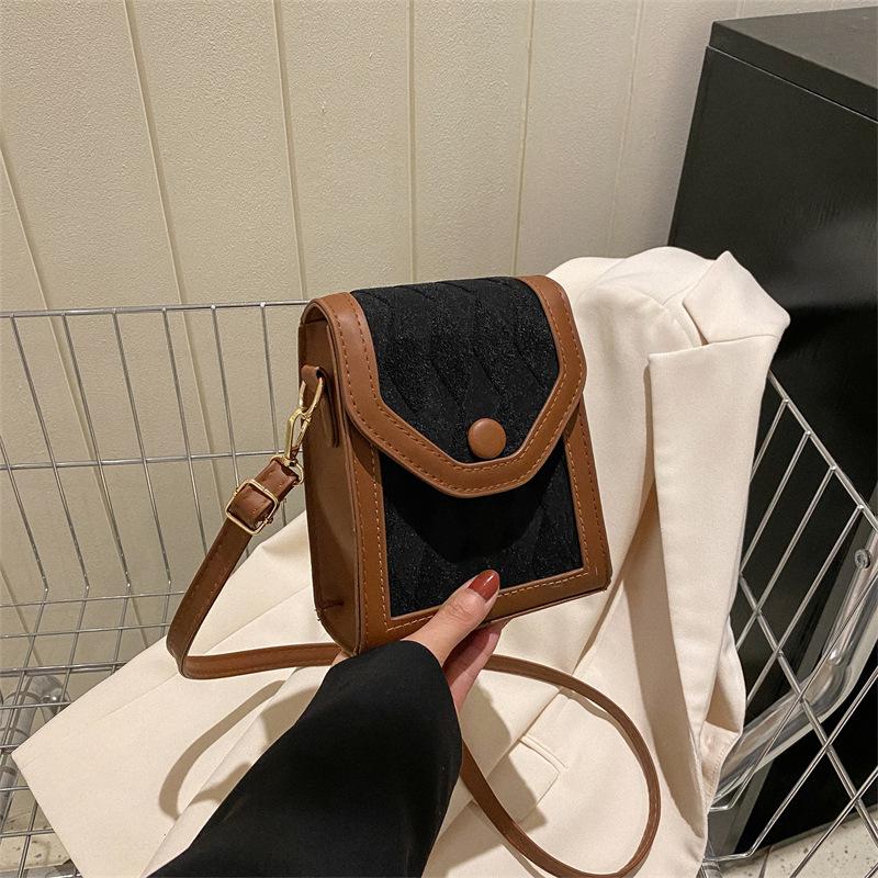 Tringa Mobiele telefoon tas voor vrouwen messenger tas vrouwelijke mode een schouder retro kleine vierkante tas mini telefoon tas mini crossbody tas zwart