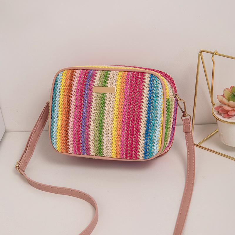 MOJOTO Rotan Breien Vrouwen Strozak Strand Zomer Keten Kleine Portemonnee en Handtas Vrouwelijke Schouder Crossbody Tassen Reizen Ontwerp Flap Bag rood