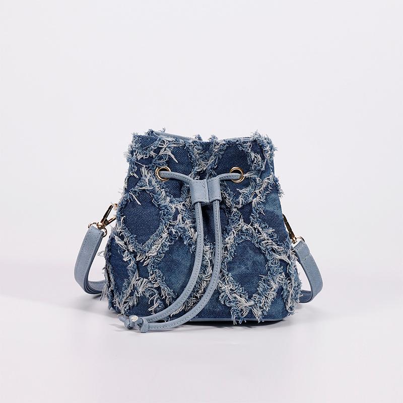 Sparkling Stars Crossbodytas Europese en Amerikaanse trendy damesschoudertas met trekkoord en kwastjes blauw