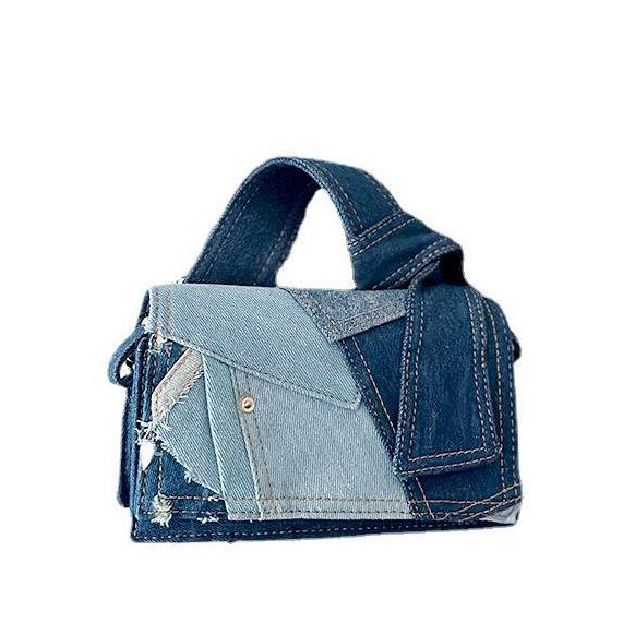 Sparkling Stars Denim gesplitste crossbodytas voor meisjes Mode Veelzijdige casual schoudertas Geavanceerde commuter nieuwe handtas donkerblauwe kleur