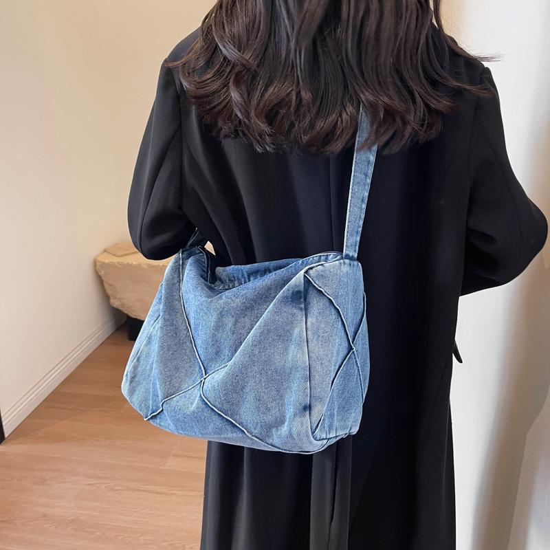 Kuluosidi Crossbodytas voor dames Student Schooltas Schoudertas met grote capaciteit Denim tas denimblauwe kleur