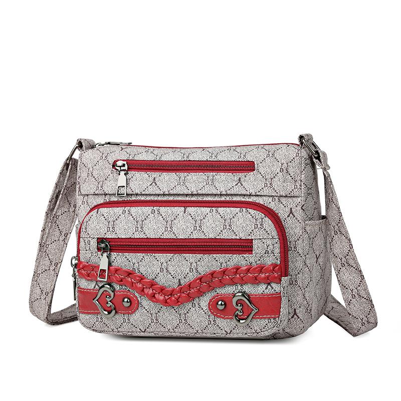 Kuluosidi Dames bedrukte schoudertas Crossbody tas met print Zacht leren tas rood