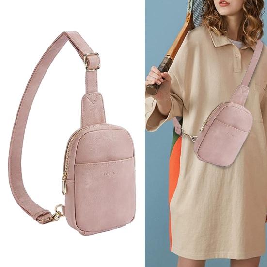 Bag Accessorries Unisex Borsttas Kunstleer Retro Effen Kleur Verstelbare Riem Grote Capaciteit Gladde Ritssluiting Duurzame Gesp Sling Bag Fanny Packs Dames