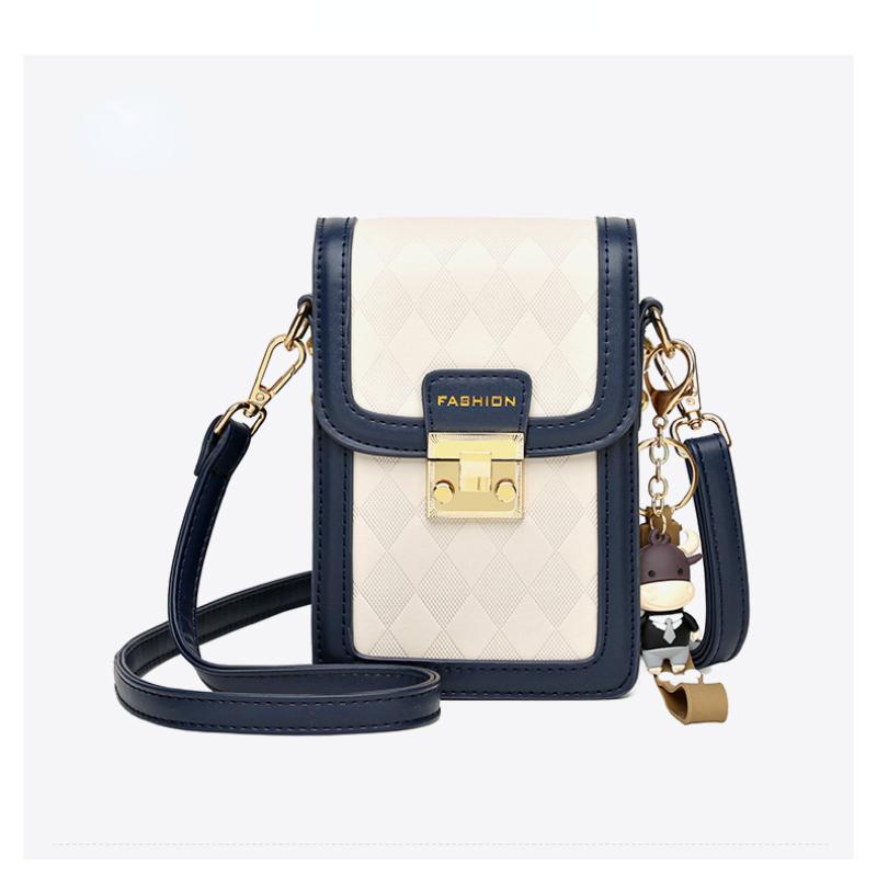 Exquisite handbag NO 1 Hoogwaardige klassieke effen schoudertas met textuur voor dames in een niche-crossbodytas, modieuze kleine vierkante tas blauw