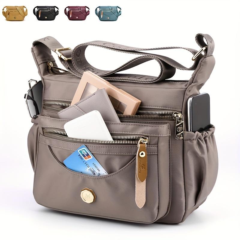 HUANZI BAG Casual effen kleurtas All-Match schoudertas met ritssluiting Veelzijdige damestas voor werk 21x26x11cm zwart