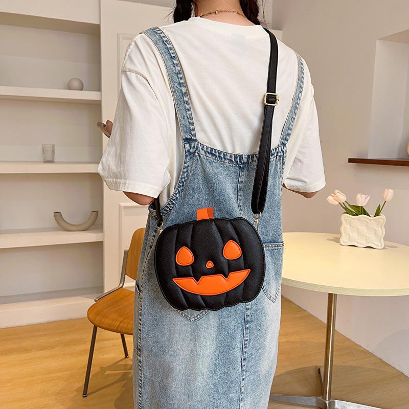 Umsif Halloween Pompoen Crossbody Tas voor Vrouwen Nieuwigheid Pompoen Portemonnee Halloween Duivel Schoudertas Grappige Crossbody Portemonnee Kunstleer Leuke Cartoon Tassen