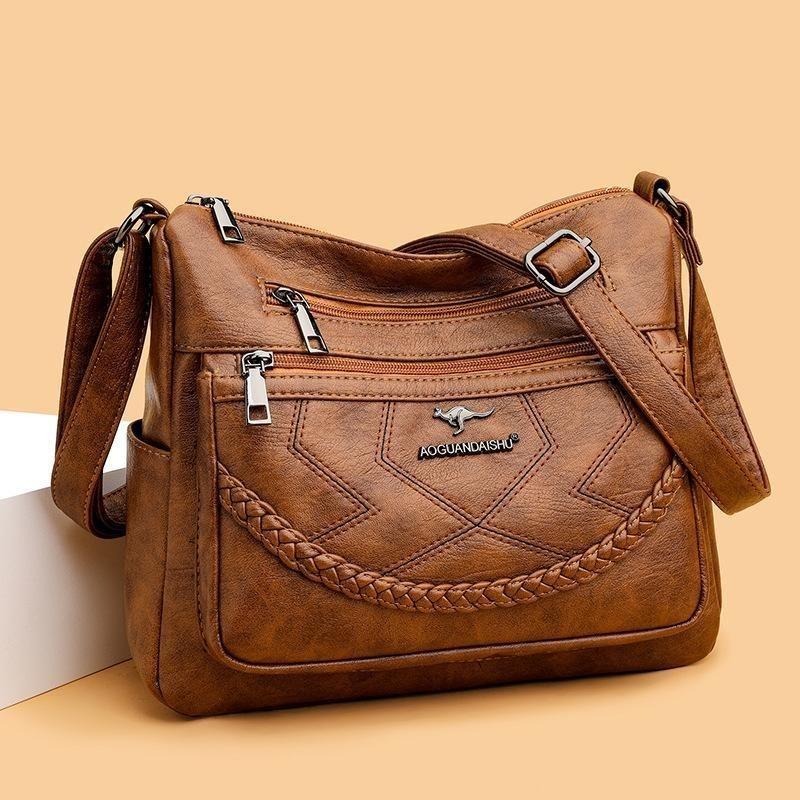 Your favorite bag Dames 2023 nieuwe moedertas Eenvoudige en modieuze schoudertas Zacht leer Middelbare leeftijd Dames Crossbodytas met grote capaciteit Tij 27*11*23cm bruin