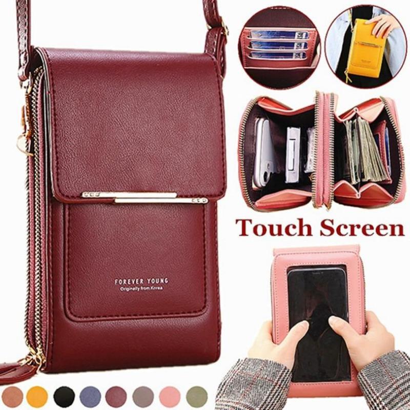 Your favorite bag Damesmode mobiele telefoon tas touchscreen verticale crossbody mini schoudertas portemonnee geel