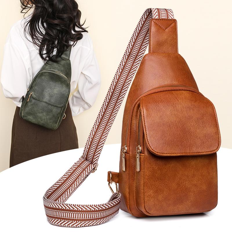 Kuluosidi Leren borsttas effen kleur dames schouder crossbody reistas bruin