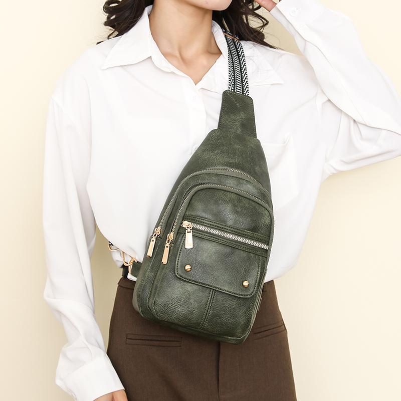 Kuluosidi Borsttas met grote capaciteit Schoudertas Crossbody voor dames Leren borsttas bruin