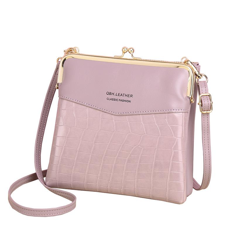 AMONCHY 2024 Nieuwe Mini Alligator Vrouwen Crossbody Tassen Mode Schouder Tas Dubbellaags Dame Portemonnee Uitstekende Pu Lederen Handtas lichtpaarse kleur