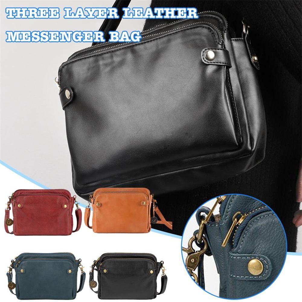 Heiating33 Messenger bag Totes Crossbody Bags Women's Handbag Bag Three Layer Leather Crossbody Shoulder Bag zwart