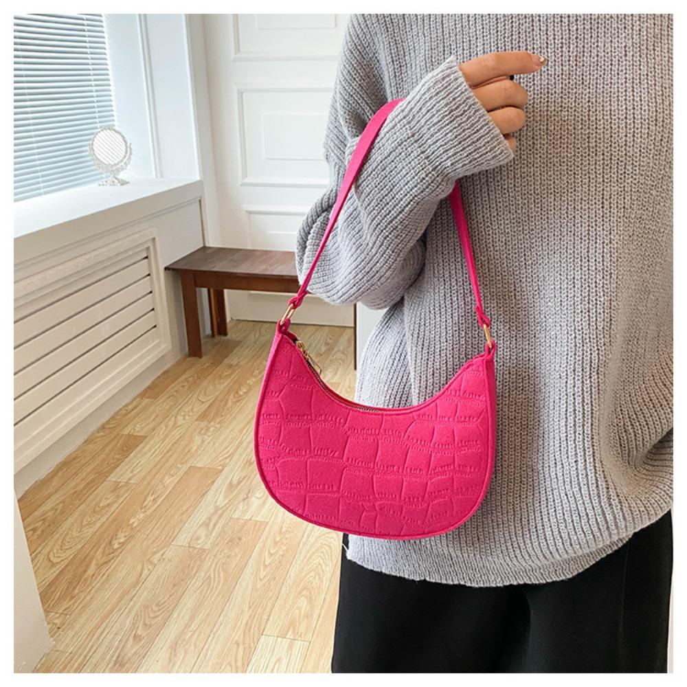 Weiameect Casual Mini Chain Shoulder Pouch Solid Color Underarm Bag Tote bag rozerode kleur