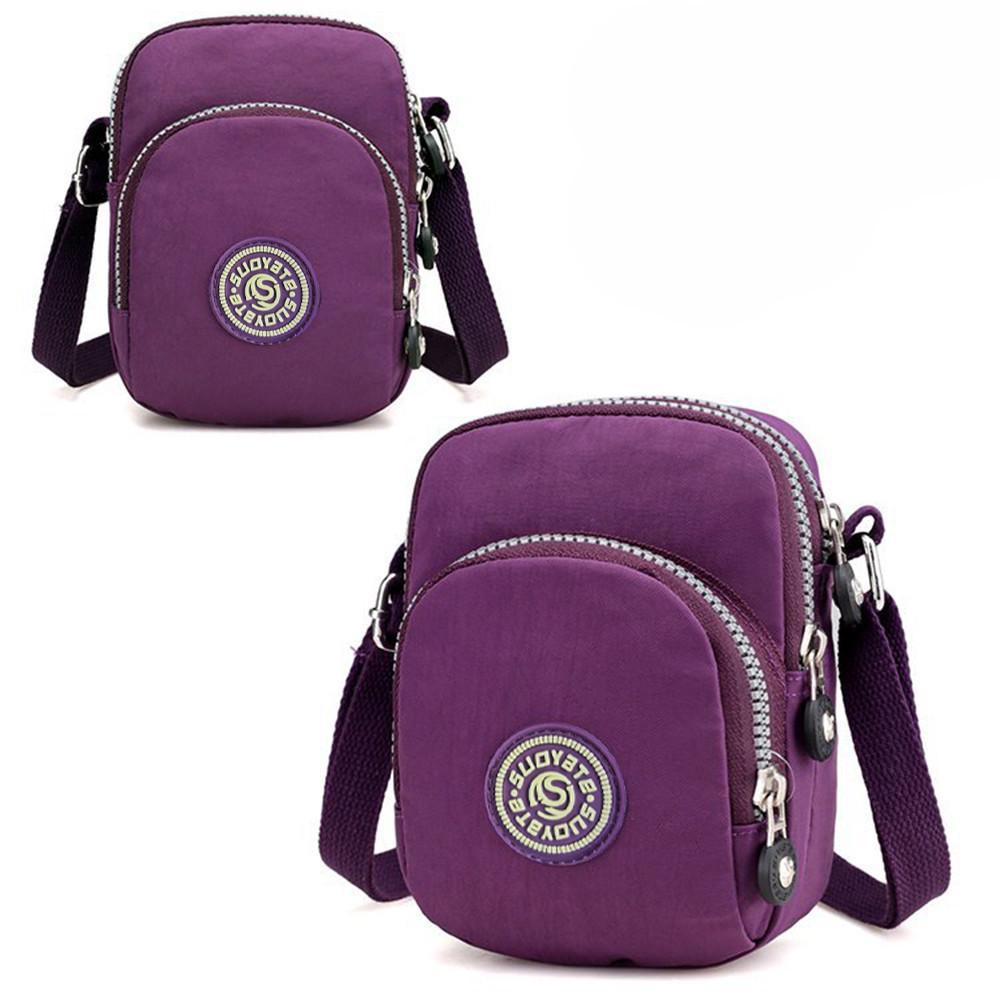 Jiangnan C Damesmode stevige waterdichte nylon Crossbody schoudertassen met ritssluiting paars