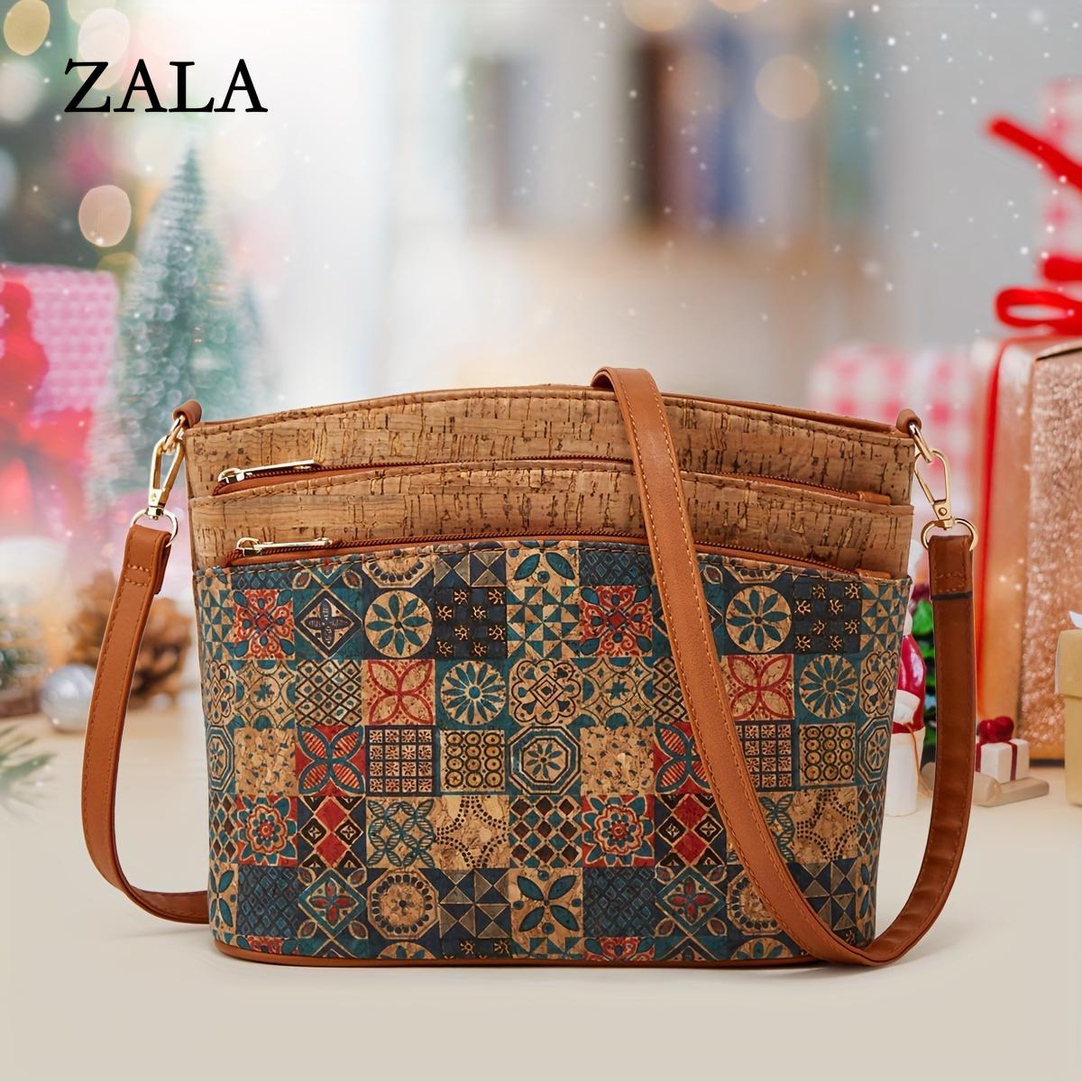 ZALA Bag Vintage bloemenprint Crossbody tas dames boomschors patroon portemonnee etnische stijl schoudertas groen