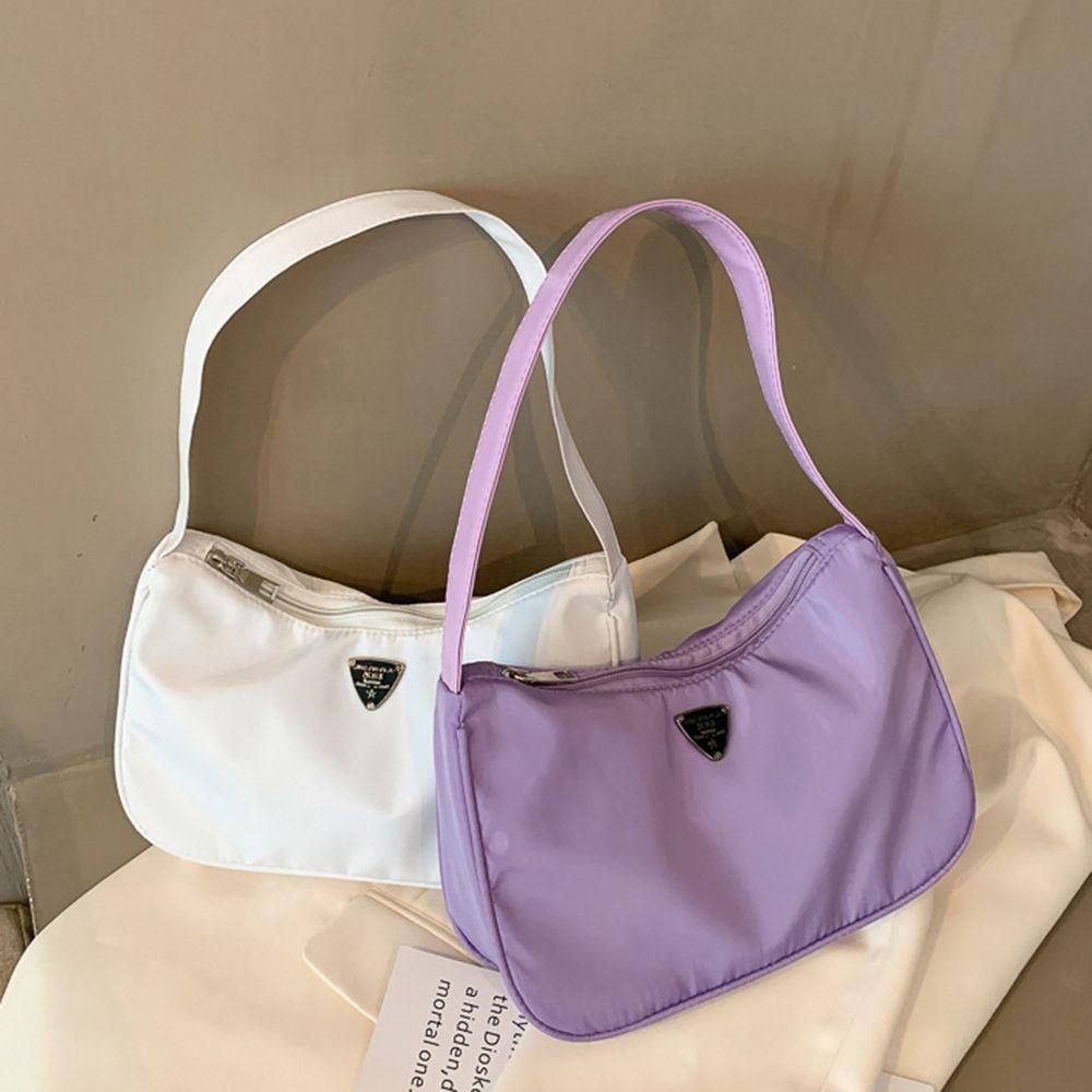 Flycomoe Solid color Oxford Cloth Single Shoulder Bag Very Peri Bag Korean Style Handbag Messenger Bag paars