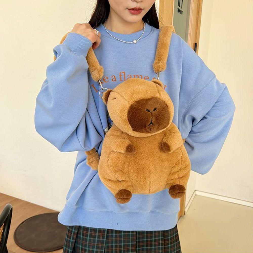 Qinhe Plush Capybara Capybara Crossbody bag Animal Cartoon Cartoon Shoulder Bag  Unisex Style B