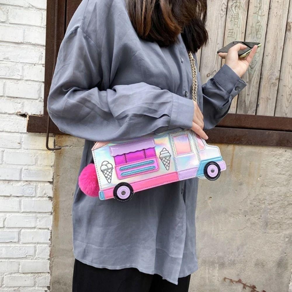 Zhiweoo Fashion Ice Cream Car Messenger Bag Personality Adorable Ice Cream car Bag  Women car bag