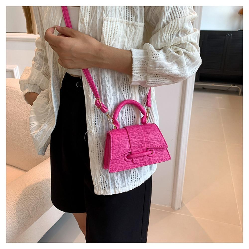 Chenxi2 Solid Color Shoulder Crossbody Bag PU Hand Carry Small Bag Cute Messenger bag rozerode kleur