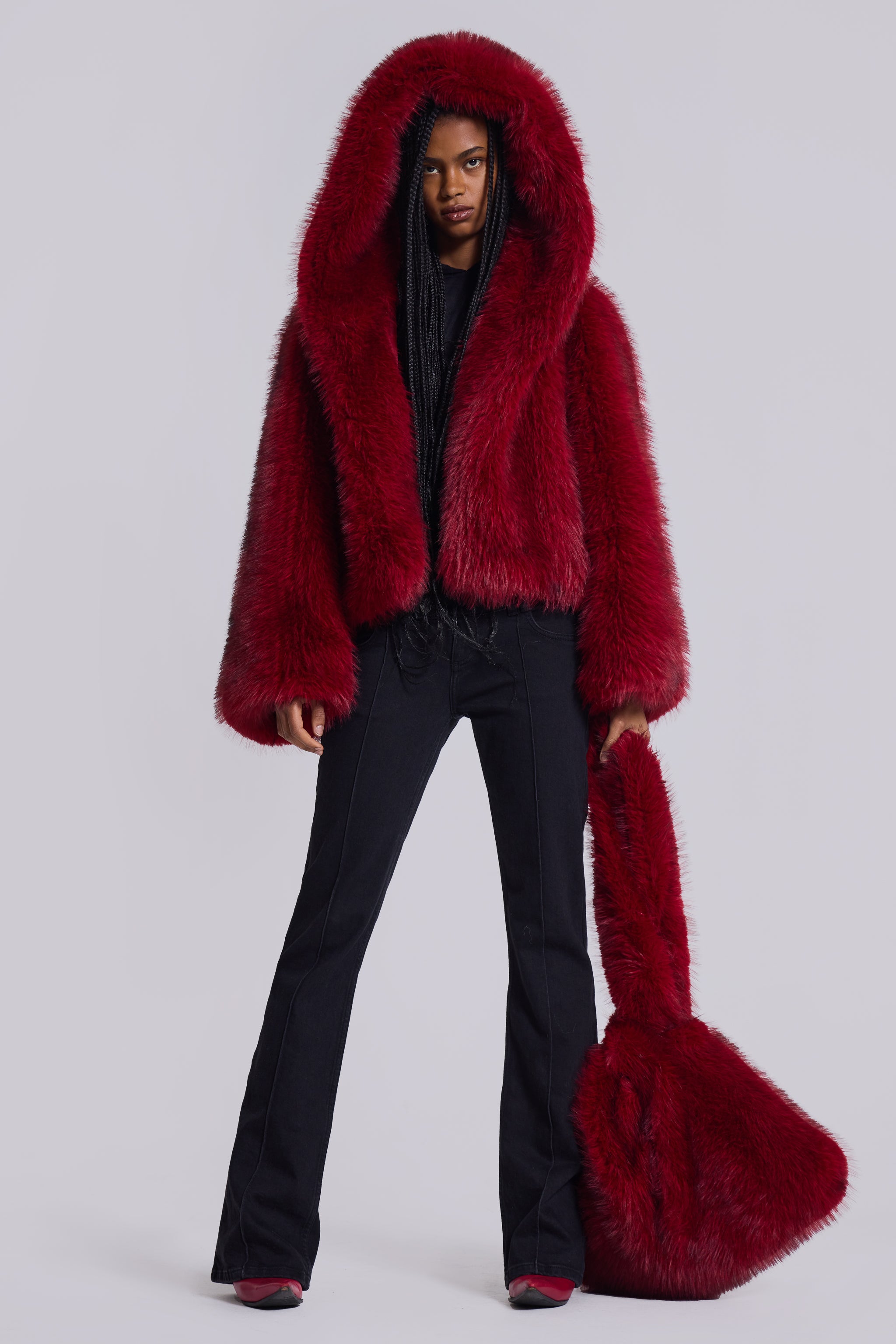 Jaded London Mara Oversized Faux Fur Bag