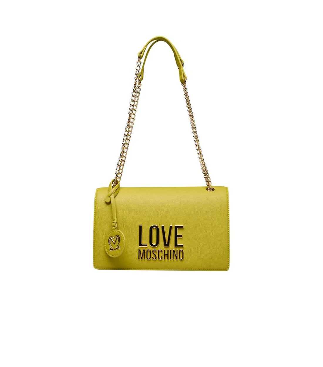 Love Moschino Gele polyethyleen schoudertas met flap en magnetische sluiting