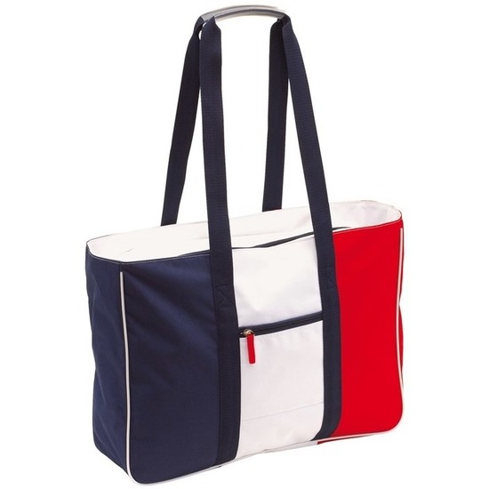 Merkloos Strandtas blauw/rood/wit - 47 x 35 x 13 cm - Strandartikelen - beach bags/shoppers - polyester -