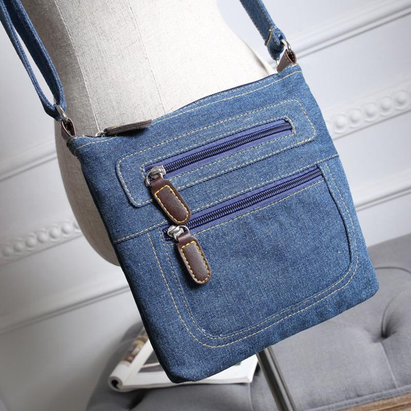 YIWU HUIHAN TRADING Klassieke denim casual damestas crossbody kleine schoudertassen 22*21cm blauw