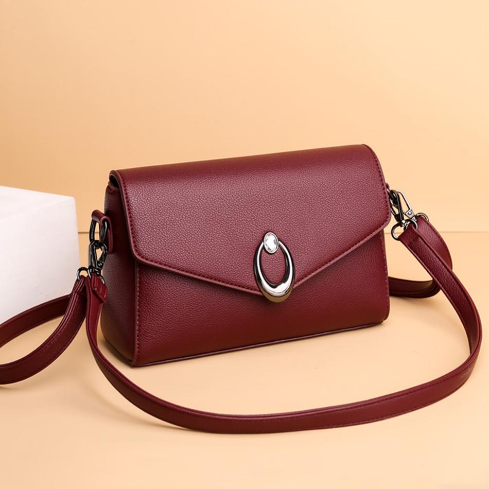 JINBAOSEN BAG Eenvoudige Crossbody Tas voor Vrouwen Hoge Kwaliteit PU Lederen Portemonnees en Handtassen Luxe Designer Flap Mode 2023 Trend Schoudertas rood