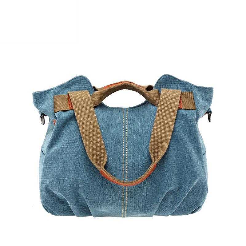 VIA ROMA Stijlvolle casual diagonale handtas met één schouder Retro Trend Casual canvas tas Damestas One Size blauw