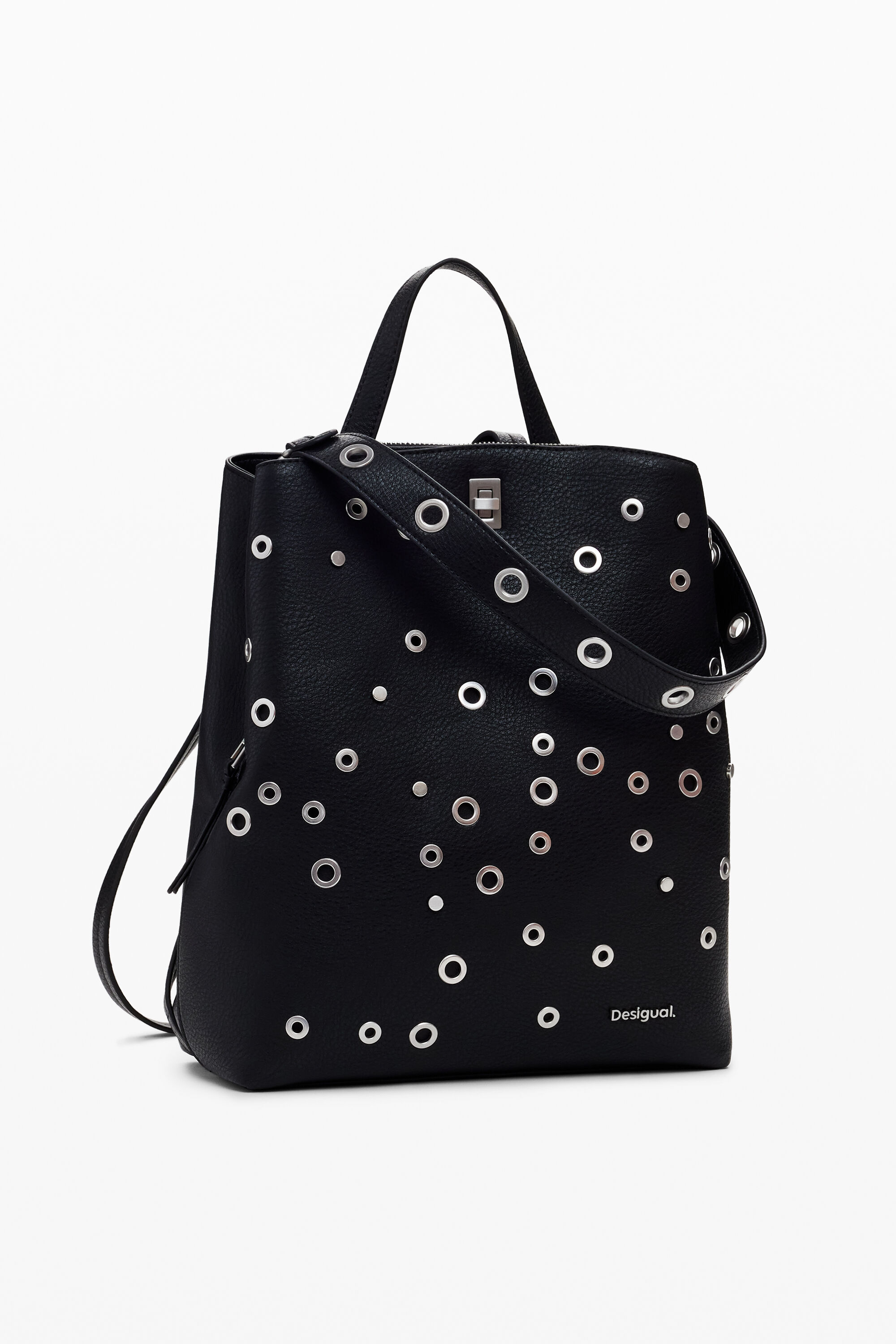 Desigual Middelgrote rugzak met studs - BLACK