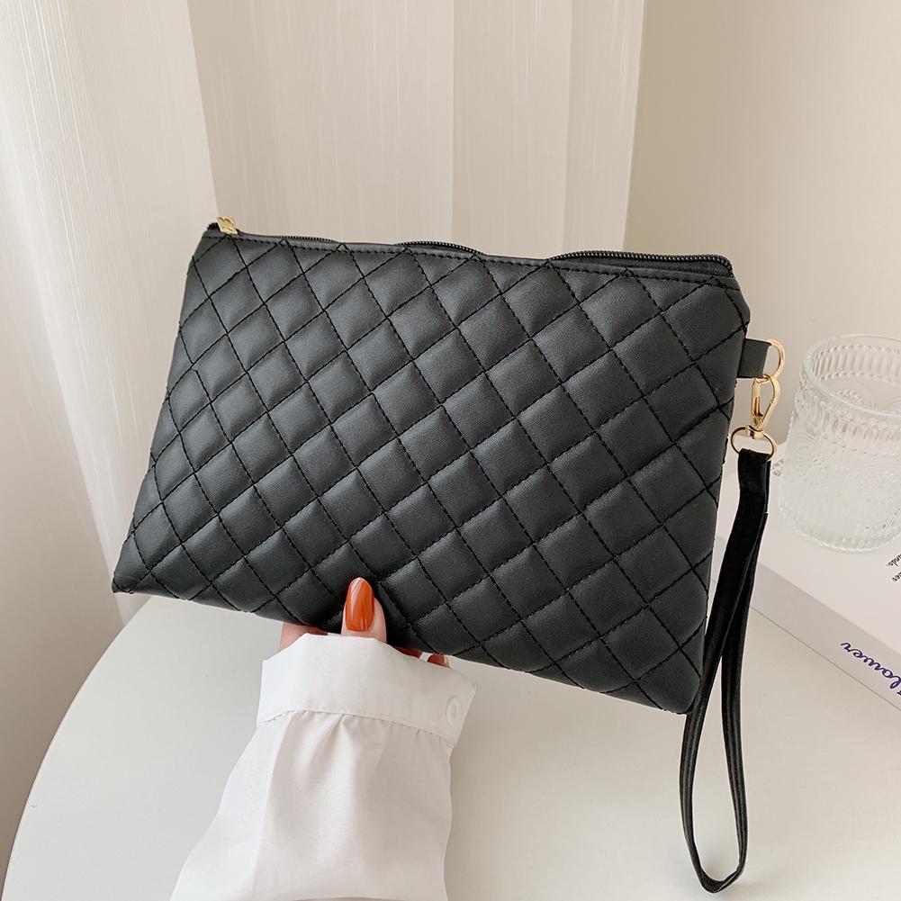 Leather bag Diamond rooster borduurwerk draad envelop tassen vrouwen pu lederen clutch vrouwelijke causale handtassen avond tote zwart