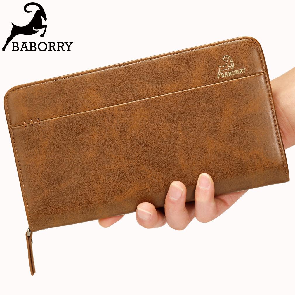 Baborry Portemonnee Mannen Portemonnee Lange Portemonnee Coin Case Paspoort Tas Voor Mannen Credit Card Houder zwart