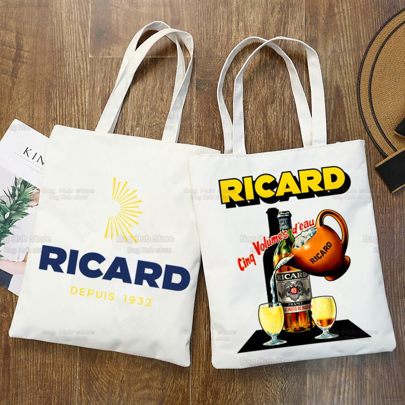 Aidegou20 Ricard Grafische Cartoon Bedrukte Canvas Schoudertas Vrouwelijke Harajuku Grappige Grote Capaciteit Eco Milieu RICARD Shopper Tas 24*26cm