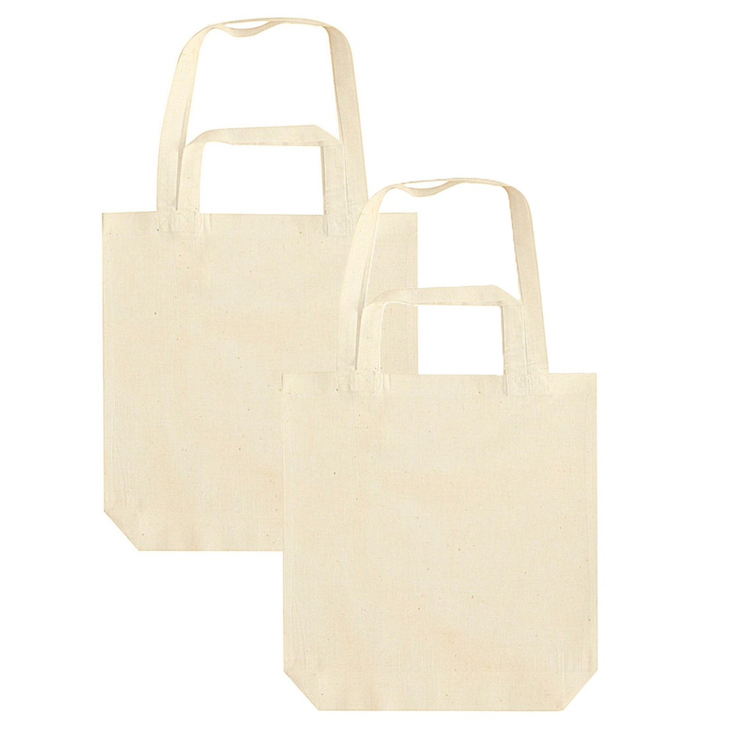 Jassz Canvas tas met dubbel hengsel - 2x - beige - x cm- Katoen - Boodschappen draagtas/shopper -