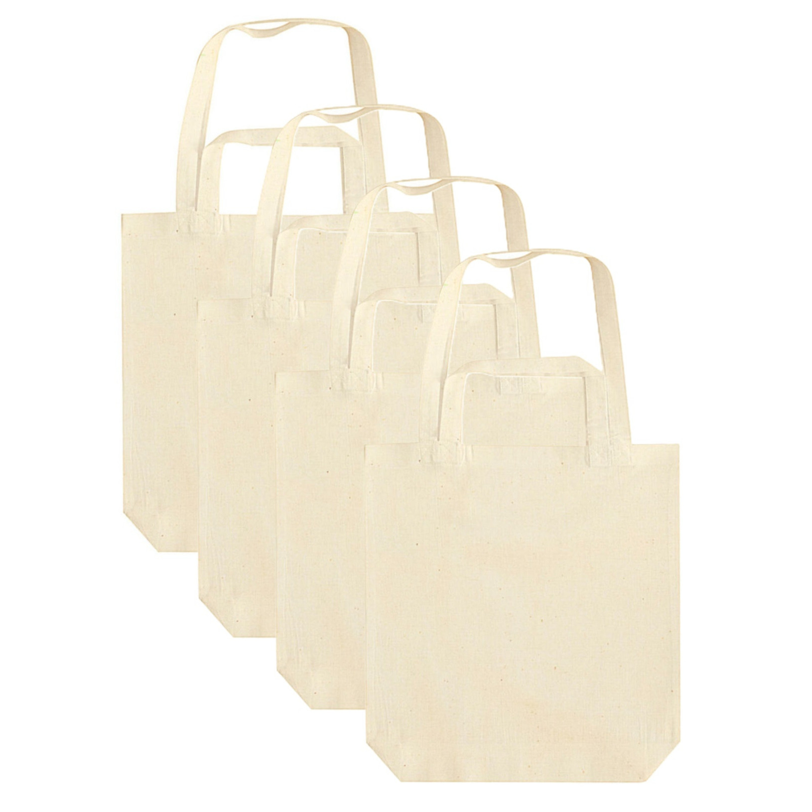 Jassz Canvas tas met dubbel hengsel - 4x - beige - x cm- Katoen - Boodschappen draagtas/shopper -