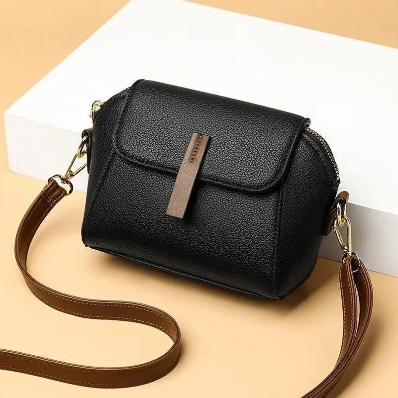 Leather bag Luxe ontwerper effen kleur dames kleine handtas mode schoudertas dames pu lederen shell crossbody tas bolsas zwart