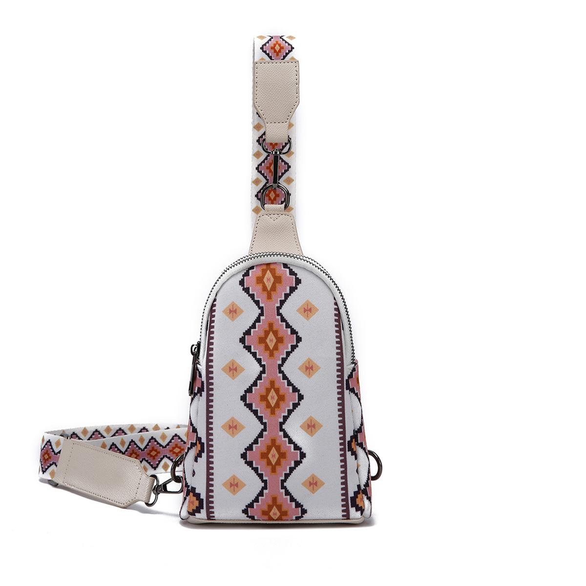 VIA ROMA Vintage Canvas Bedrukte Bohemian Dames Clutch Borsttas Crossbody Tas One Size