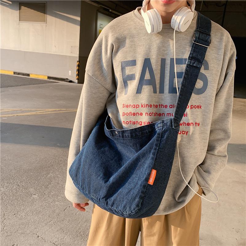 Kuluosidi Denim Crossbody Tas Koppel Studenten Schoudertas Vrouwelijke Boodschappentas zwart