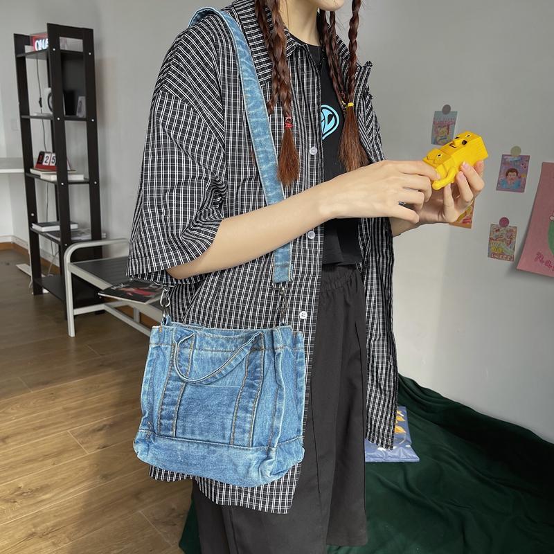 Kuluosidi Denim tas Student kleine tas Dames forensen schoudertas donkerblauwe kleur