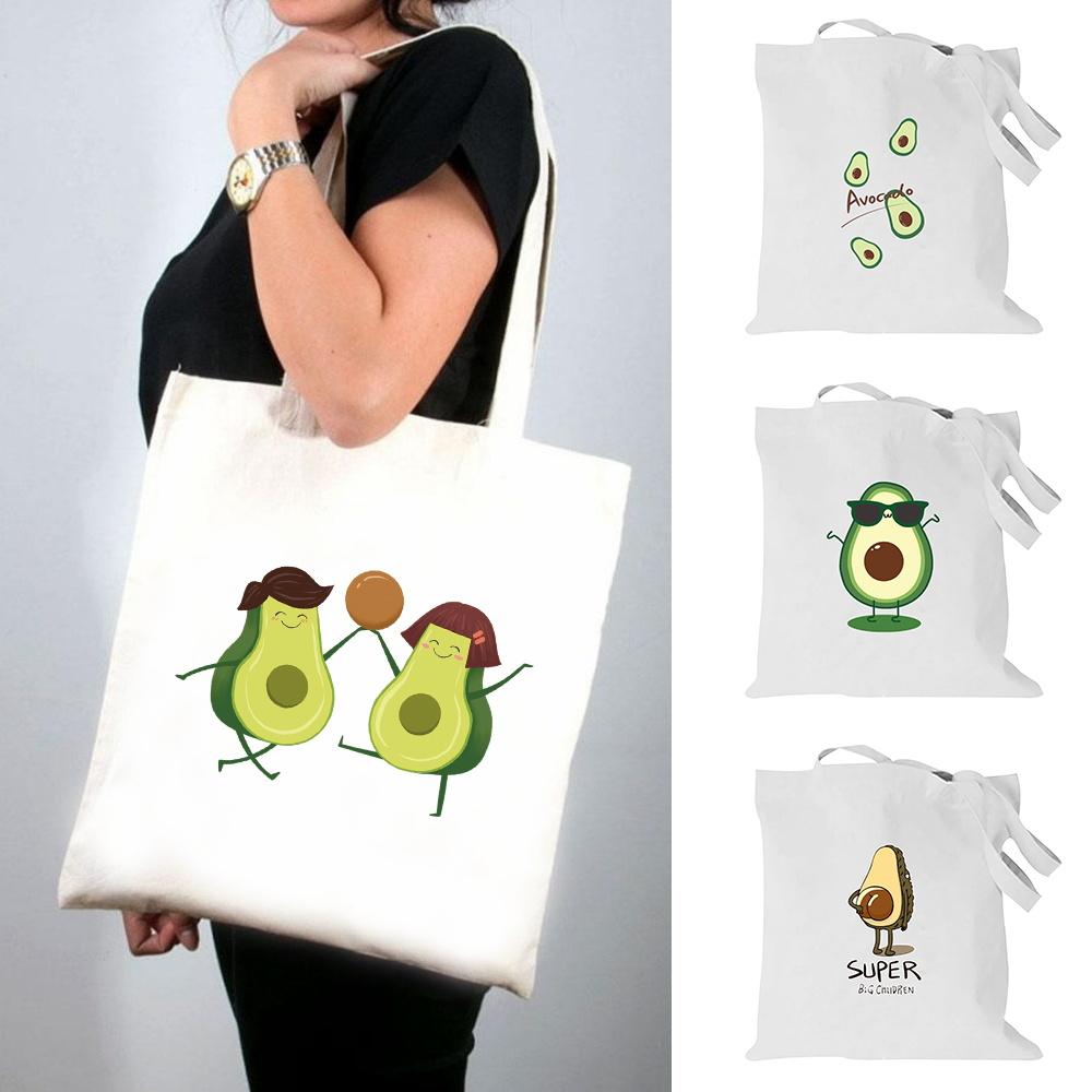 Aidegou15 Grote capaciteit boodschappentas opvouwbaar avocado patroon dames tassen canvas casual schoudertassen handige lichtgewicht reiskoffer 24*26cm