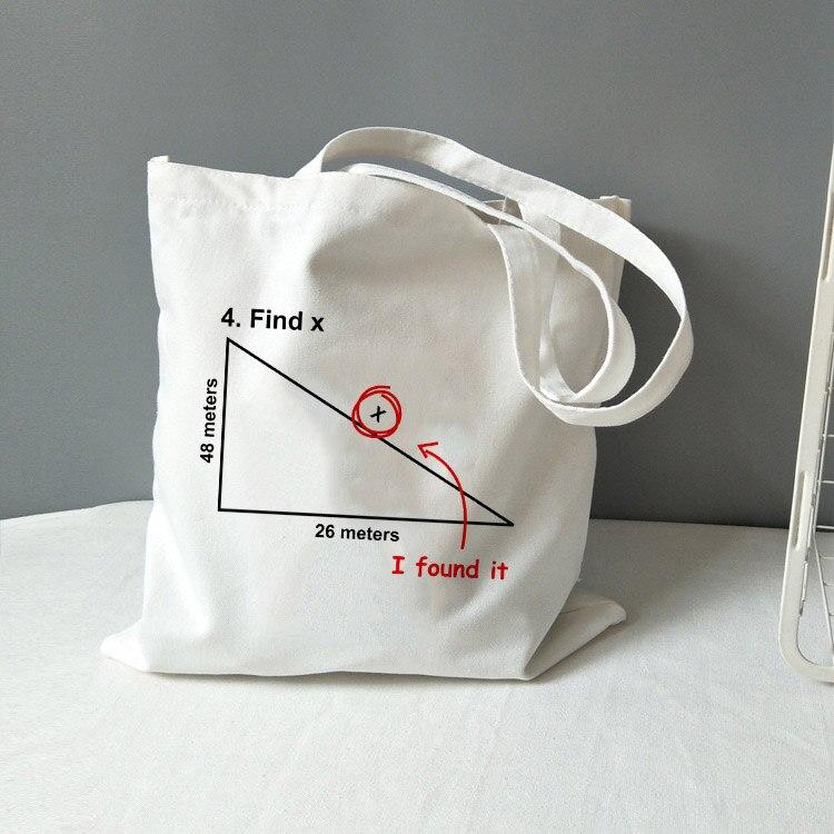 Iaidegou-2 Mode Boodschappentas Wiskunde Tote Bag Canvas All You Need Is Love Wiskunde Grafische Reis Opbergtas Schoudertas Studenten Boekentas 24*26cm